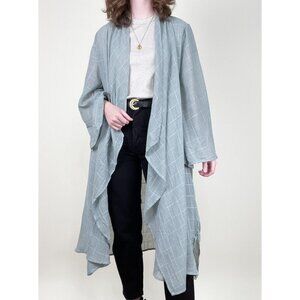 100% Linen Duster Cardigan Light Coat Lightweight Jacket Coverup Sheer Bohemian
